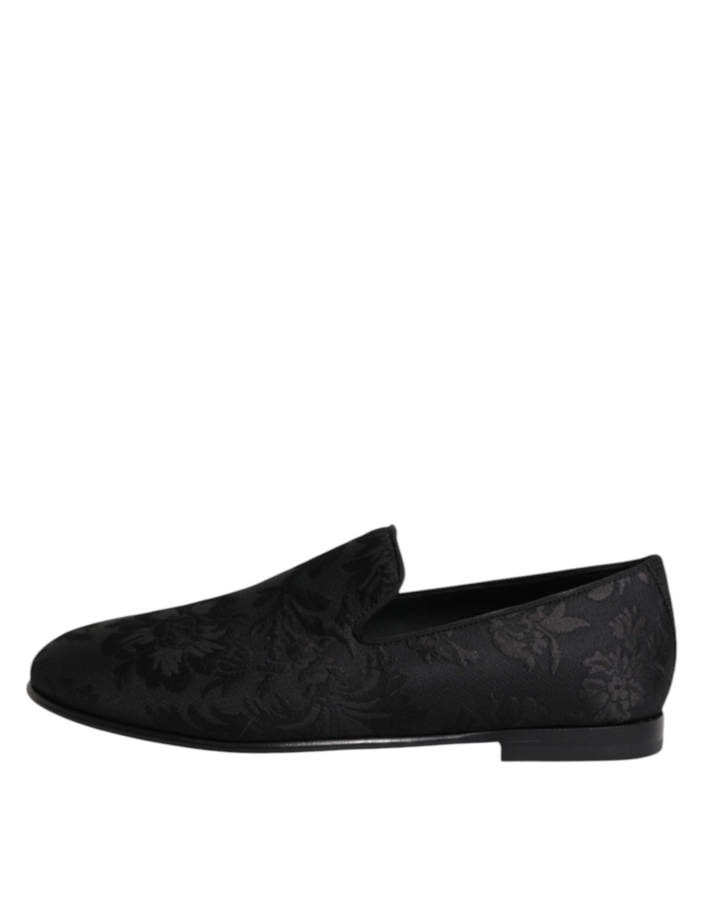 Black Floral Brocade Loafers Men Dress Shoes