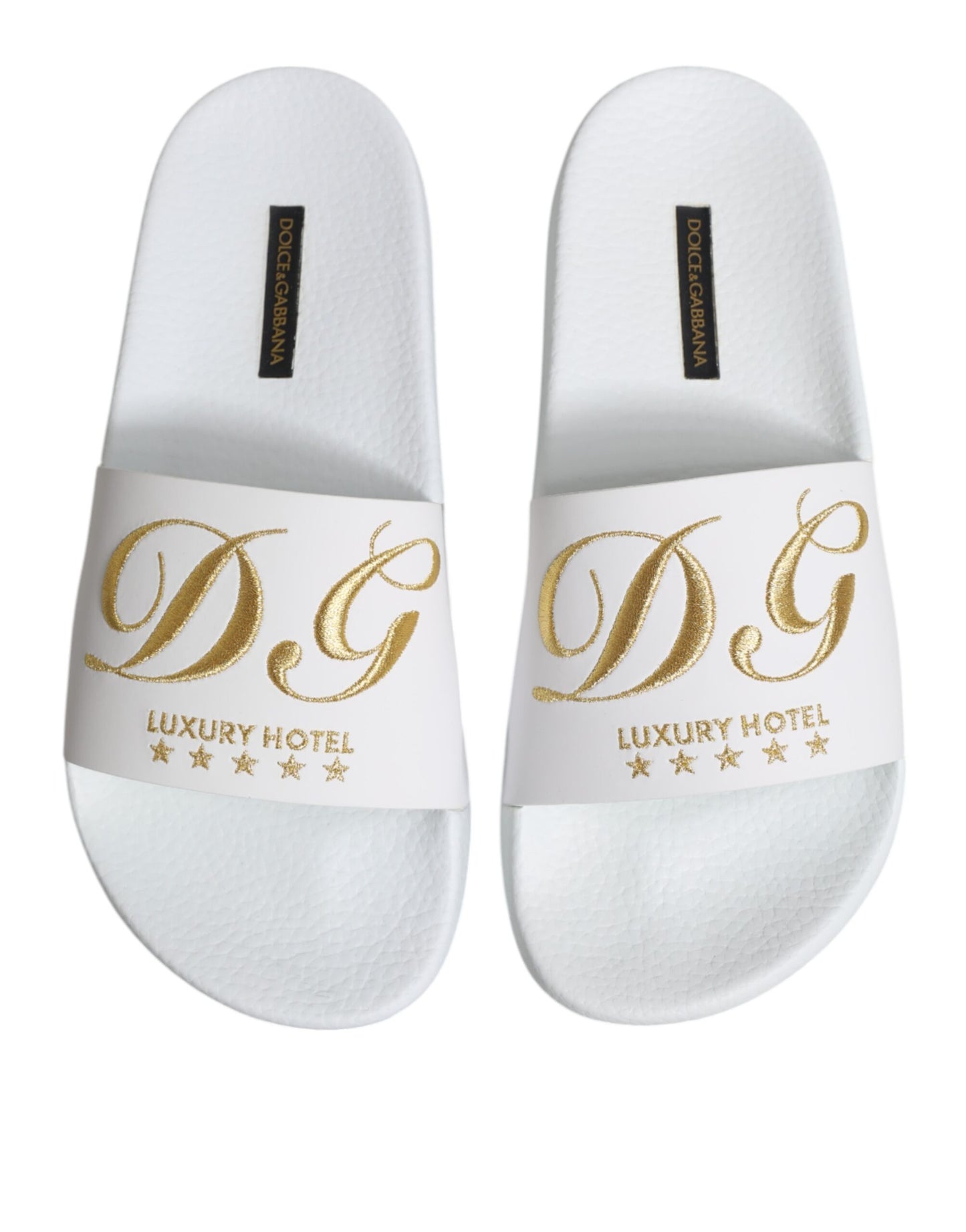 White Leather Slides Sandals Beachwear Shoes