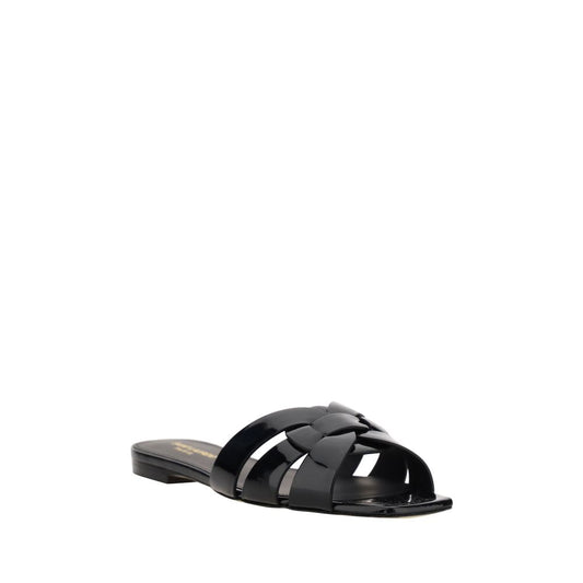 Black Calf Leather Bos Taurus Flat Sandals