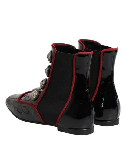 Black Jackie Buttoned Chelsea Boots Shoes