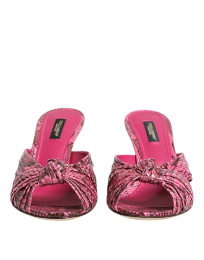 Pink Leather Heels Slides Sandals Shoes
