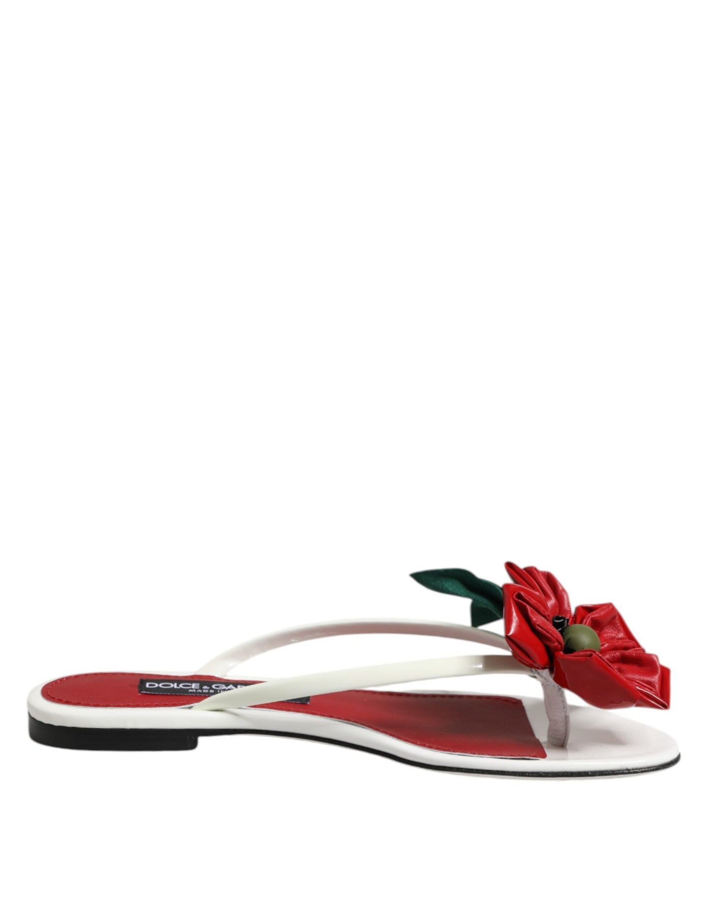 Red White KEIRA Flower Leather Sandals Shoes