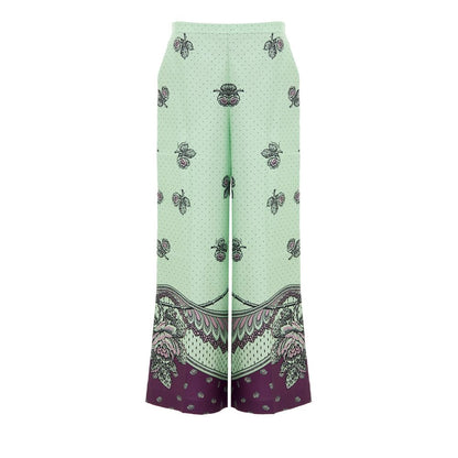 Green Silk Casual Pants