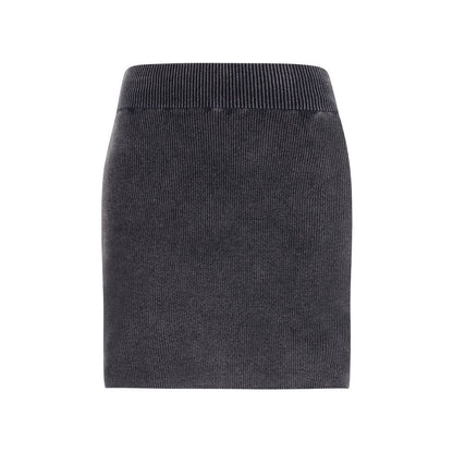 Gray Cotton Mini Skirt