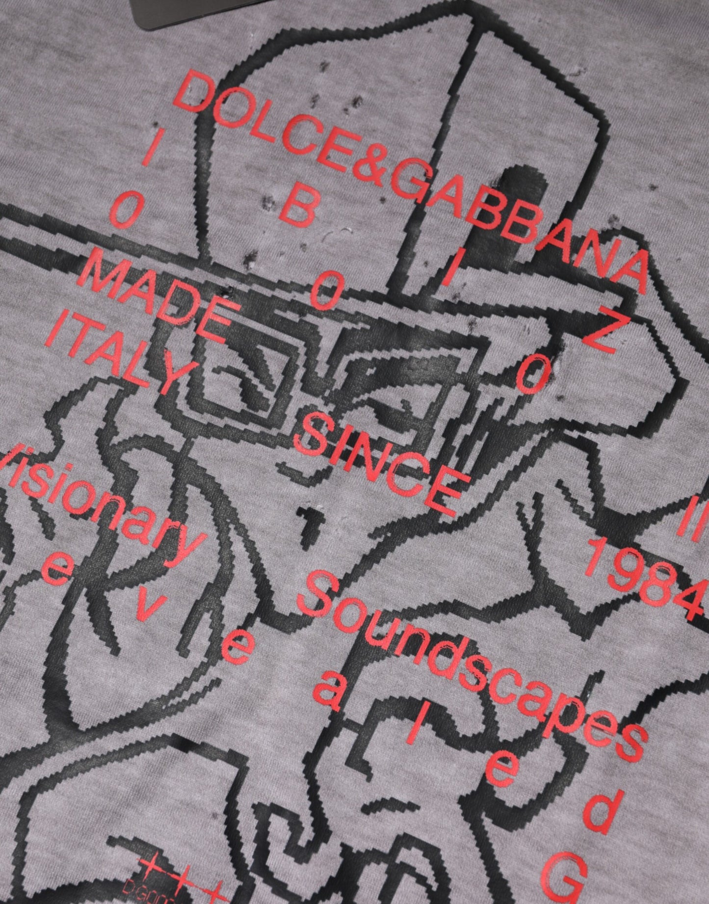 Gray Graphic Print Cotton Crew Neck T-shirt