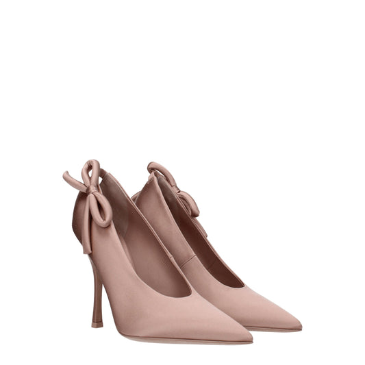 Pink Satin High Heel Pumps