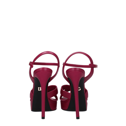 Pink Leather Platform Sandals