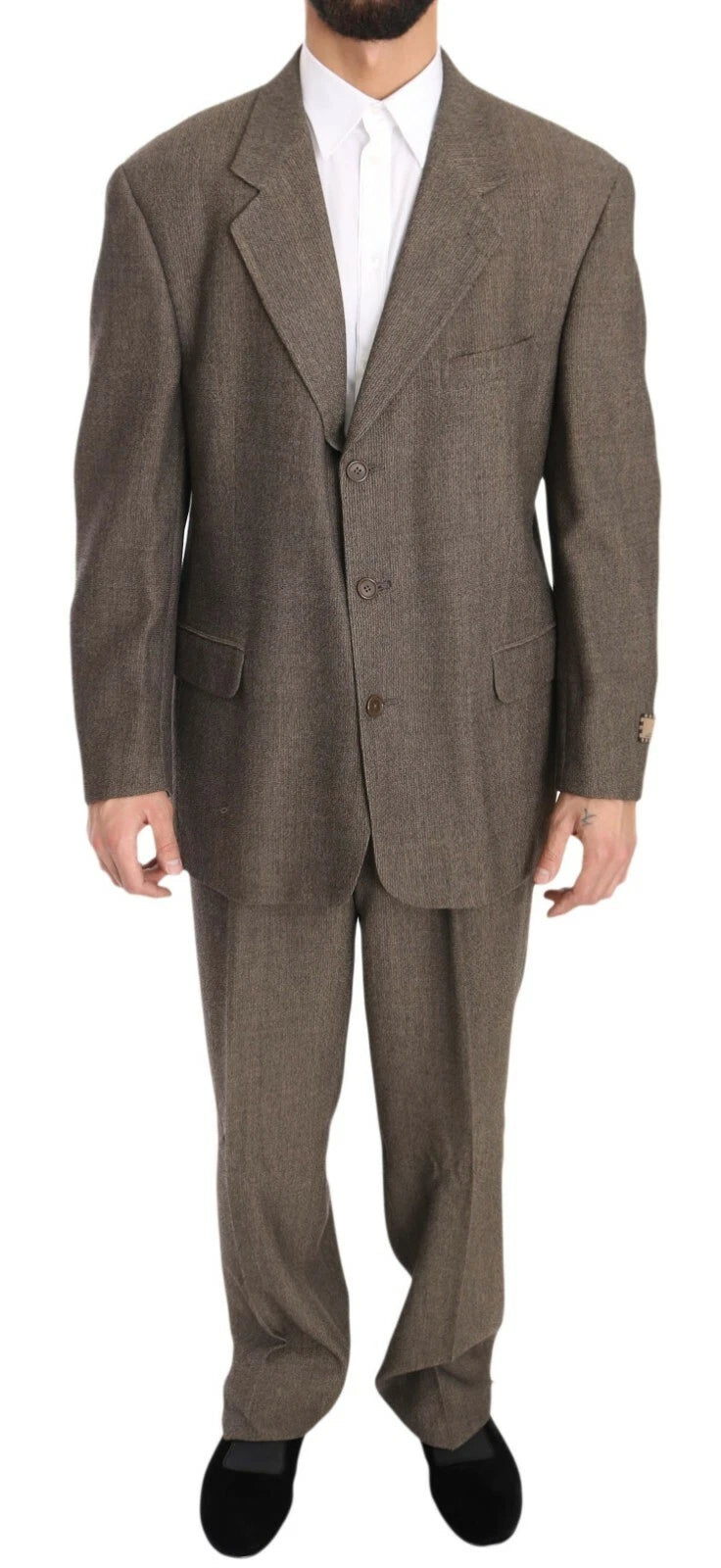 Brown Single Breasted Wool Suit