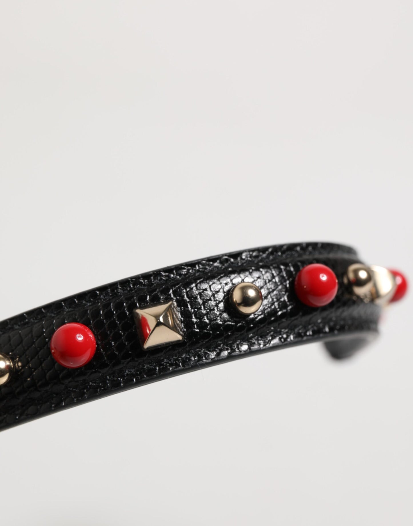 Black Embellished Leather Bag Handle Women Shoulder Strap