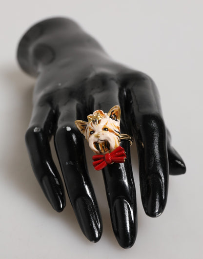 Gold Brass Resin Beige Dog Pet Accessory Ring
