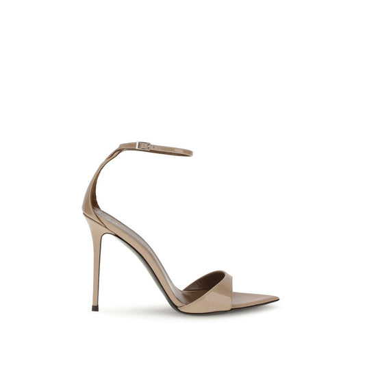 Beige Leather Stiletto Heel Sandals