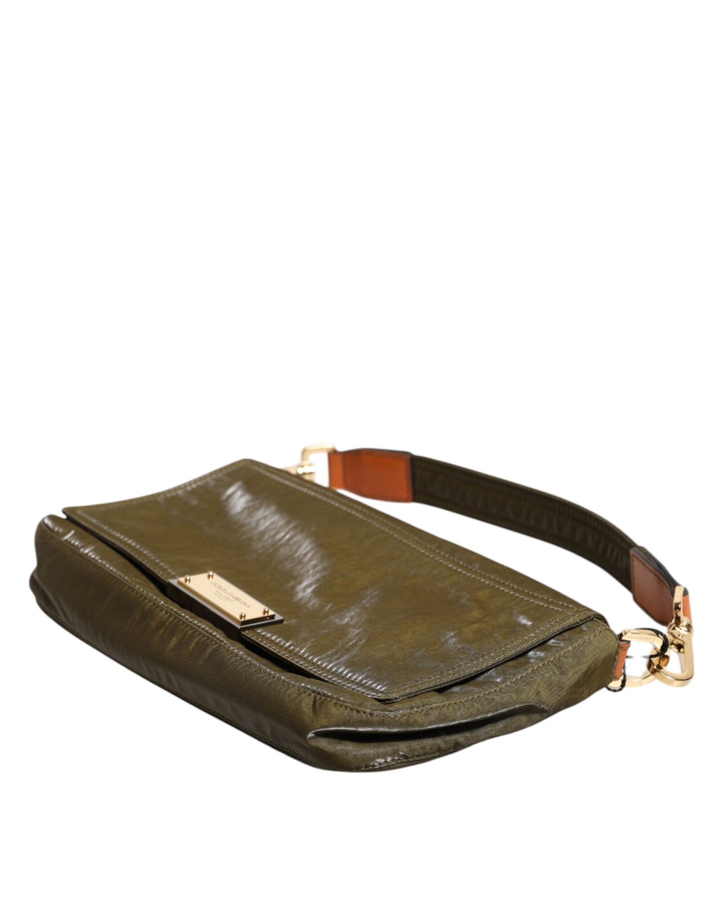 Dark Green Nylon Logo Plaque Shoulder Strap Borse Bag