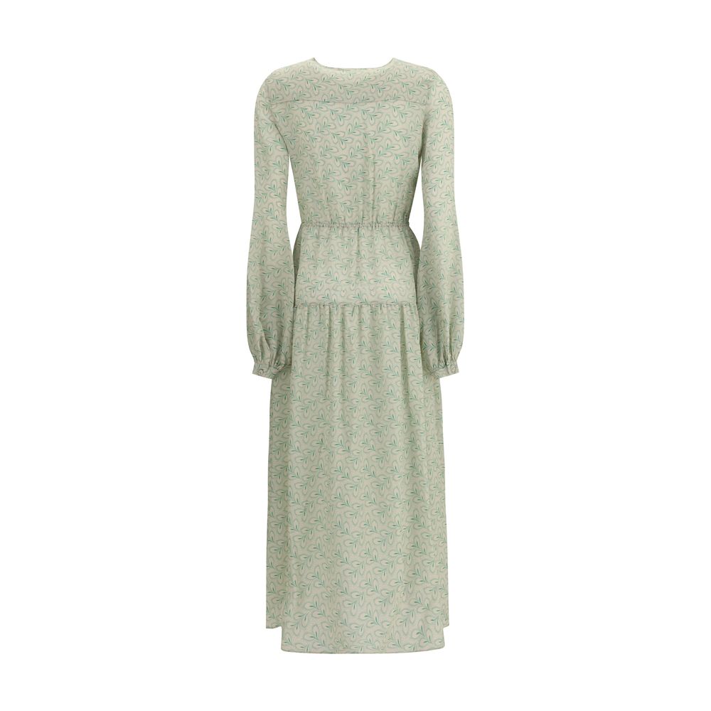 Bicolor Silk Long Dress