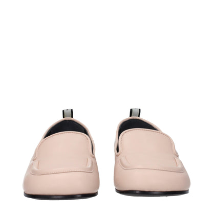 Pink Leather Slip-On Loafers