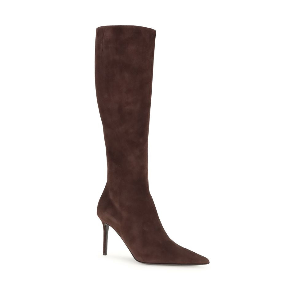 Brown Leather High Heel Boots