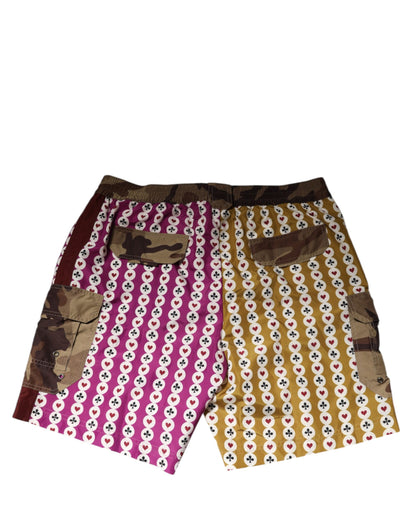 Multicolor Playing Card Camouflage Shorts Swimwear
