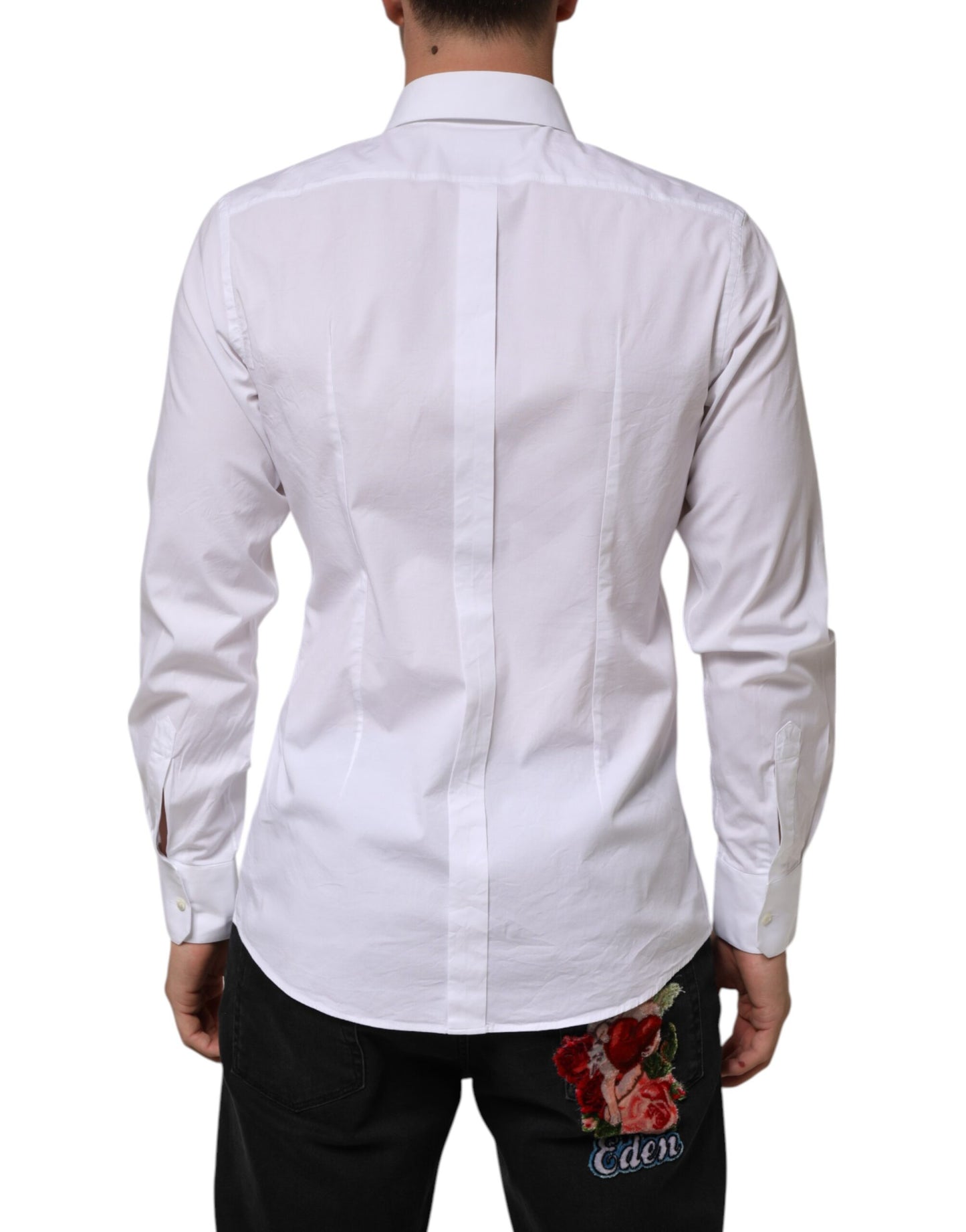 White Cotton GOLD Long Sleeves Formal Men Shirt