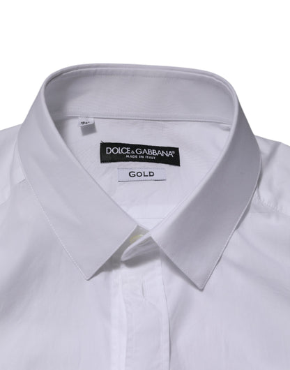 White Cotton GOLD Formal Men Longsleeves Shirt