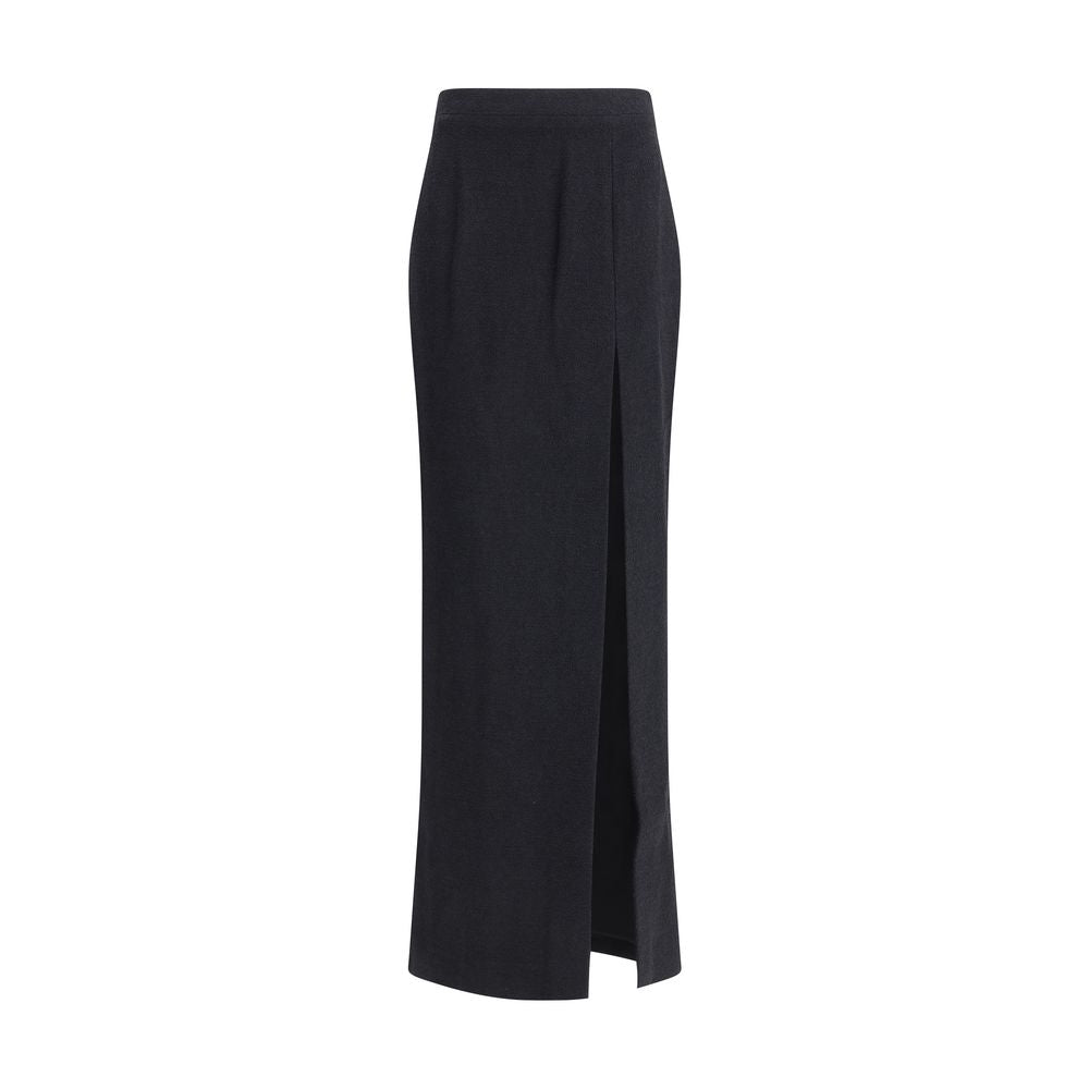 Black Wool Long Skirt