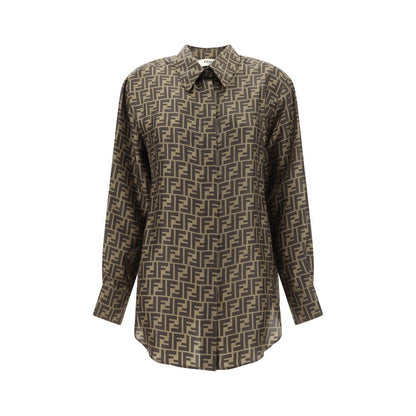 Brown Silk Pattern Shirt