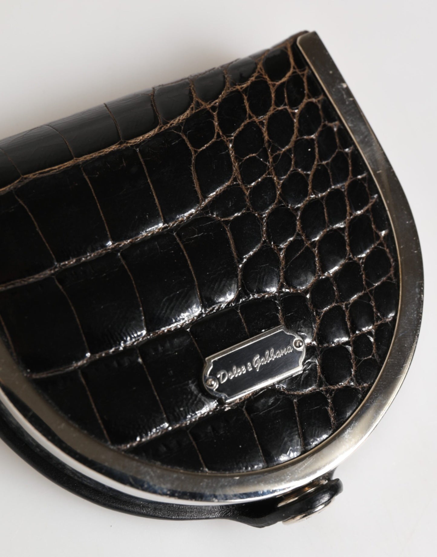 Black Polished Crocodile Leather Mens Coin Purse Wallet