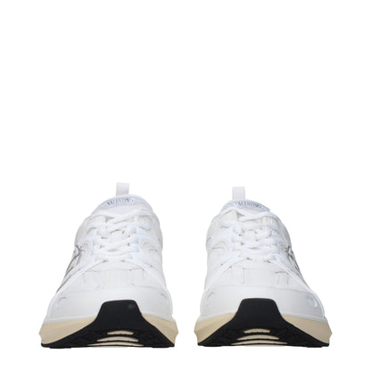 White Fabric Athletic Sneakers