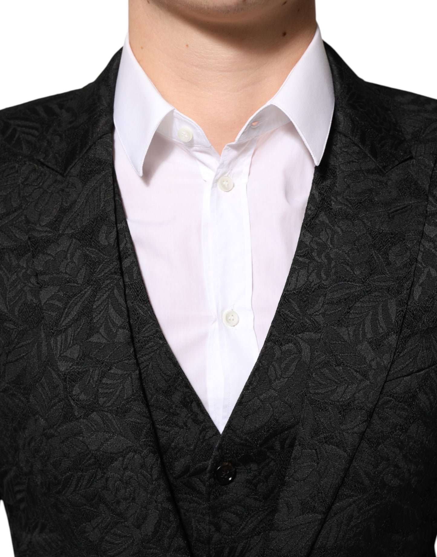 Black 3 Piece Brocade Jacquard Suit MARTINI