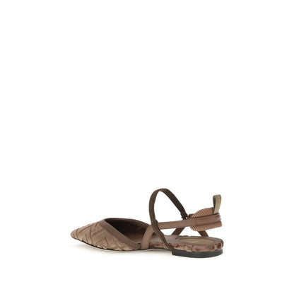 Brown Polyamide Ballet Flats