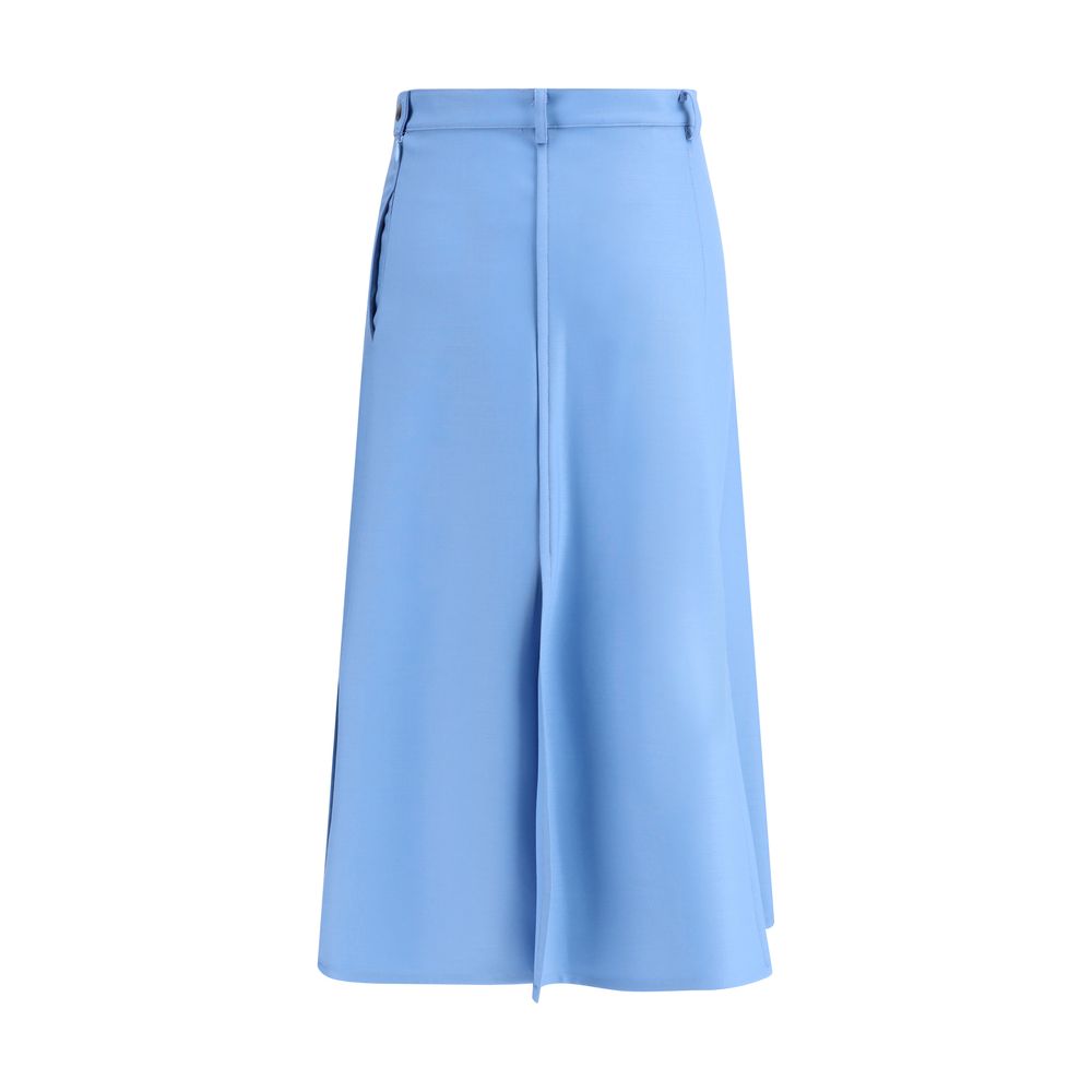 Light Blue Wool Midi Skirt