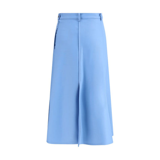Light Blue Wool Midi Skirt