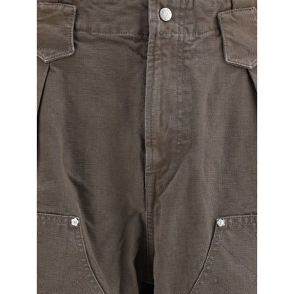 Brown Cotton Casual Pants