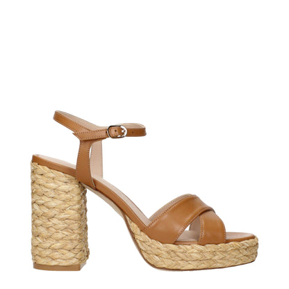 Brown Leather Platform Sandals