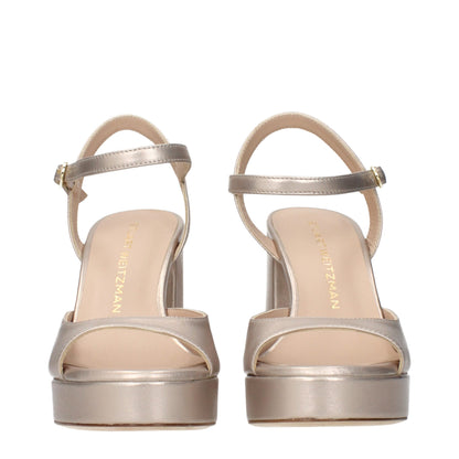 Beige Leather Platform Sandals