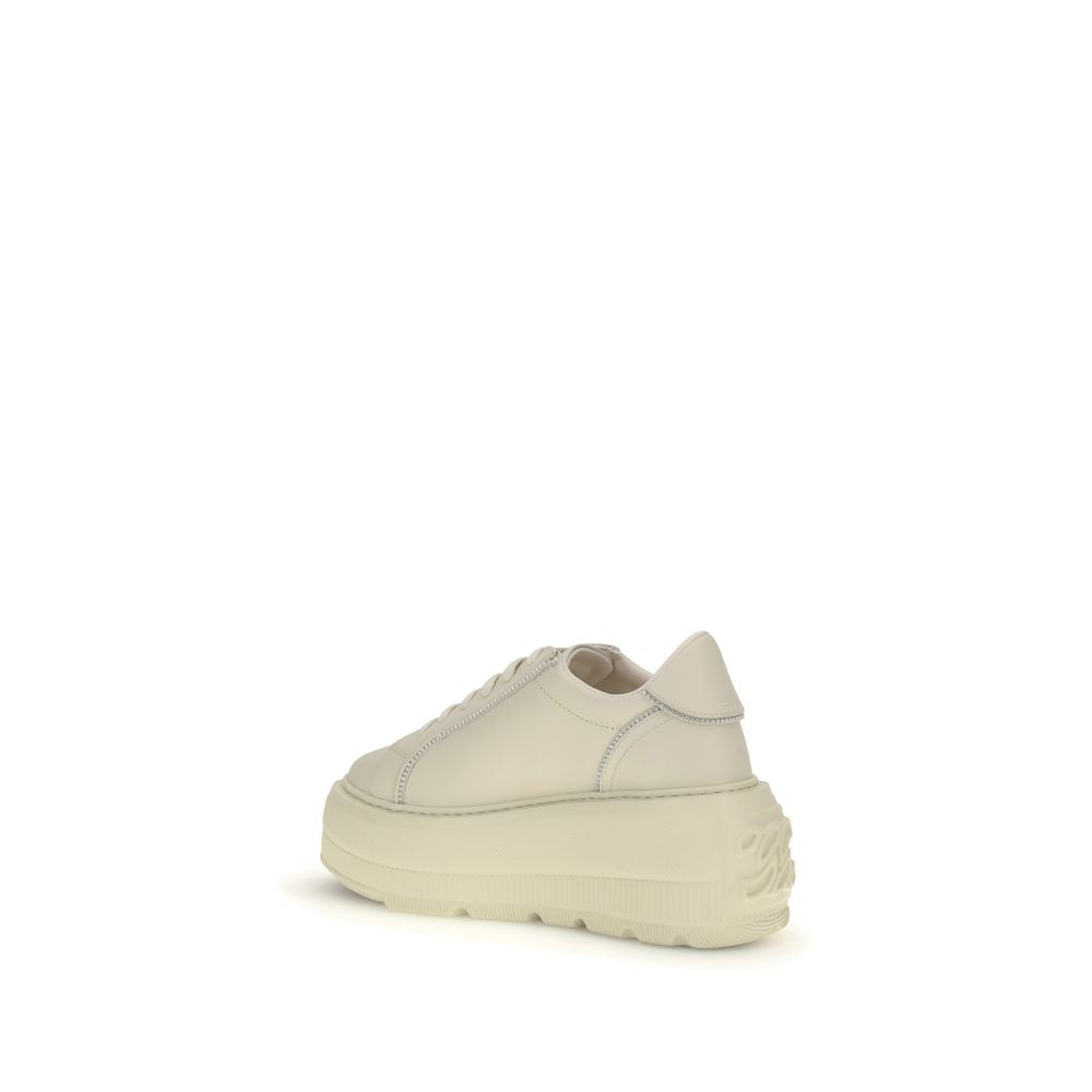 White Rubber Platform Sneakers