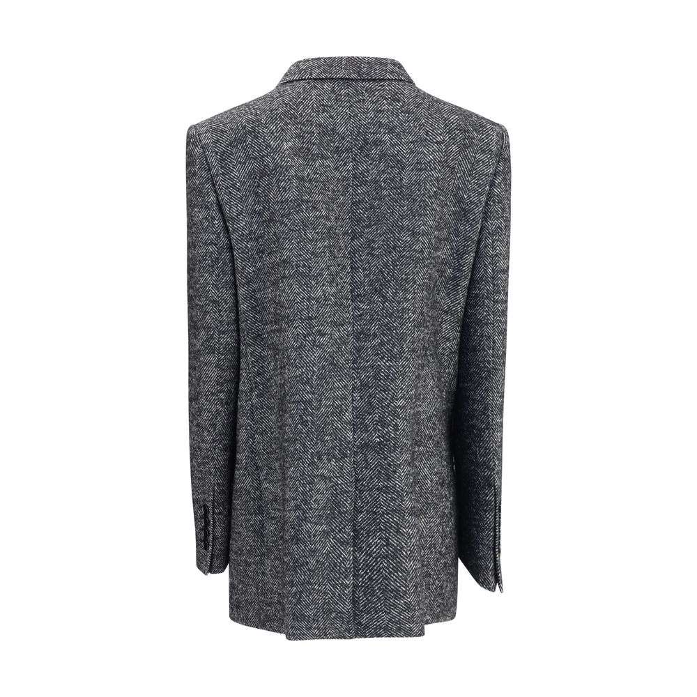 Gray Fleece Wool Blazer