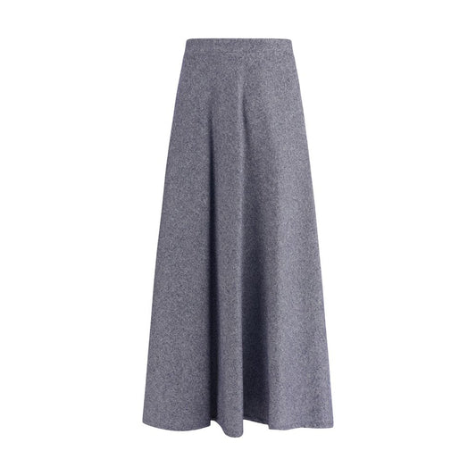 Blue Cotton Midi Skirt