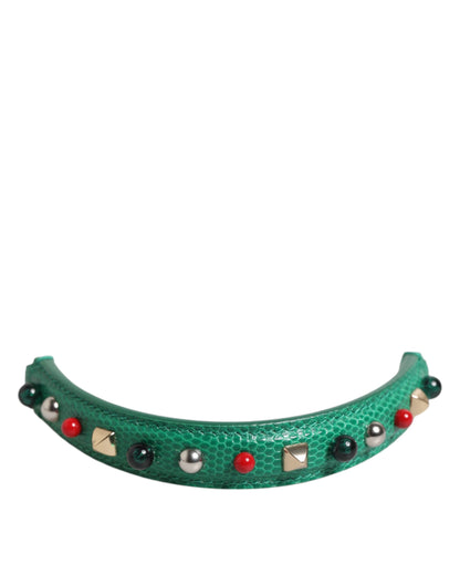 Green Embellished Leather Bag Handle Women Shoulder Strap
