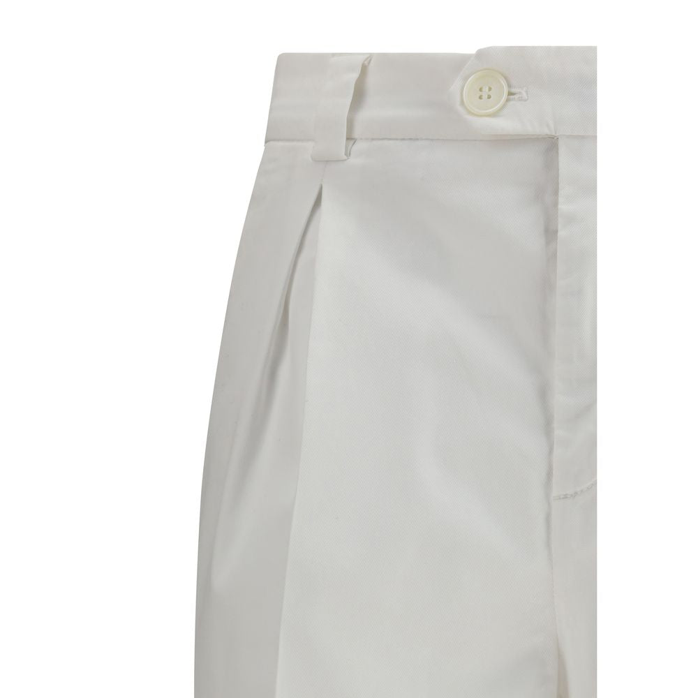 White Cotton Casual Pants