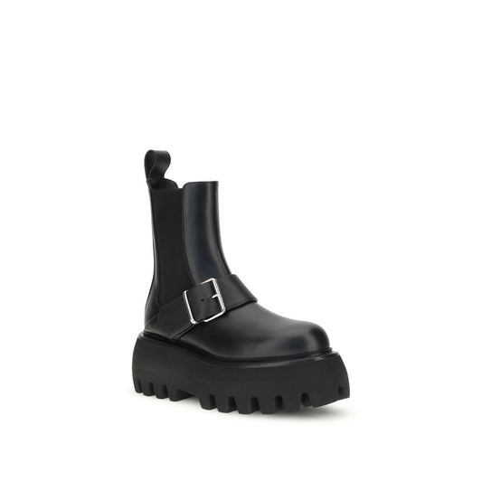 Black Calf Leather Bos Taurus Ankle Boots