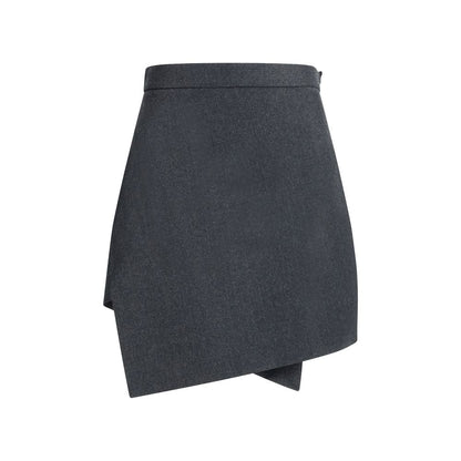 Gray Wool Mini Skirt