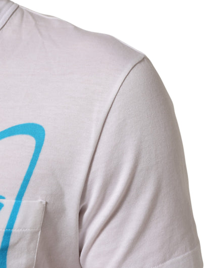 White Graphic Print Cotton Crew Neck T-shirt