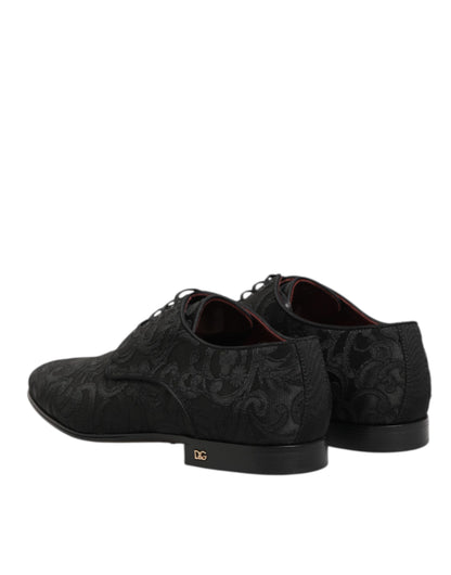 Black Brocade Lace Up Derby Men Dress Shoes