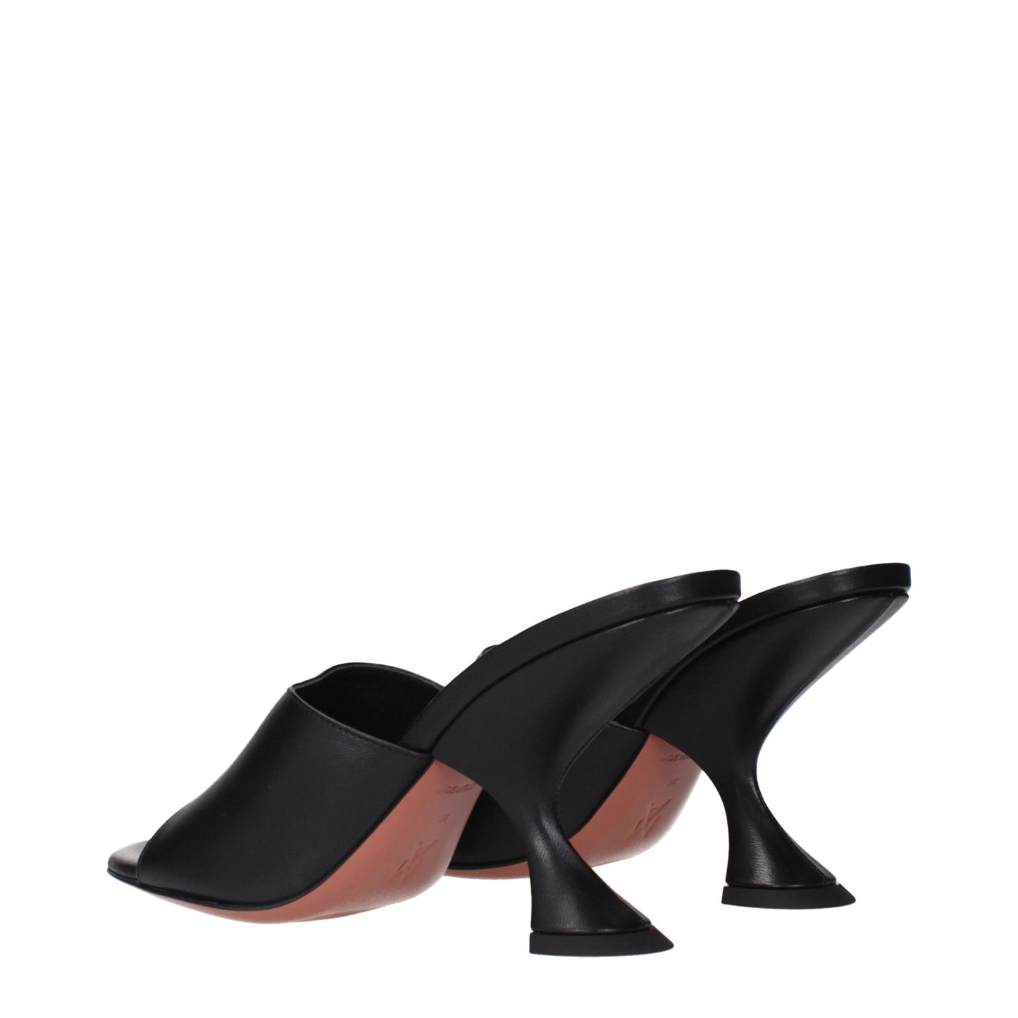 Black Leather Stiletto Heel Sandals