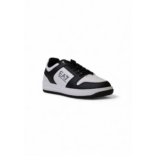 Black And White Polyester Athletic Sneakers