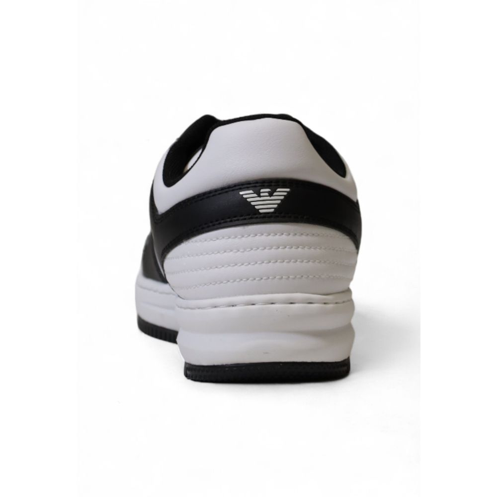 Black And White Polyester Athletic Sneakers