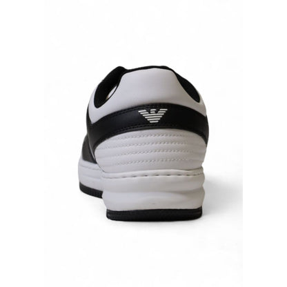 Black And White Polyester Athletic Sneakers