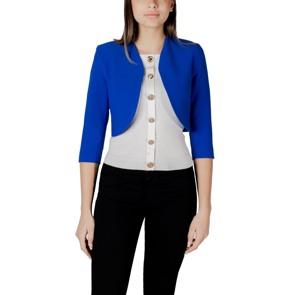 Blue Polyester Full-Length Jacket