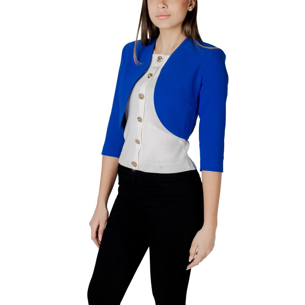 Blue Polyester Full-Length Jacket