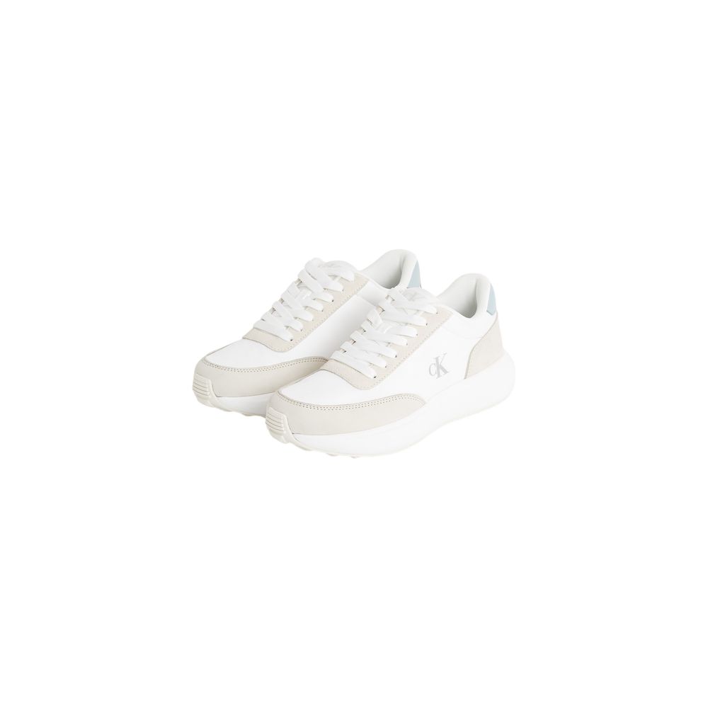 Cream Leather Athletic Sneakers
