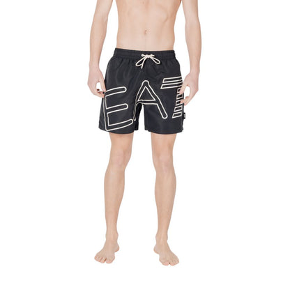Black Polyester Swim Shorts